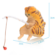 Miniature Fishing Cat Figurine Set