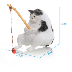 Miniature Fishing Cat Figurine Set