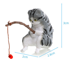 Miniature Fishing Cat Figurine Set