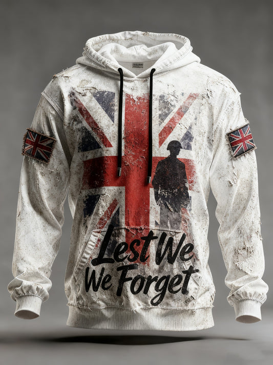 Men's Remembrance Day Lest We Forget Printed Hoodie