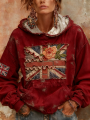 Women's British Rose Printed hoodie