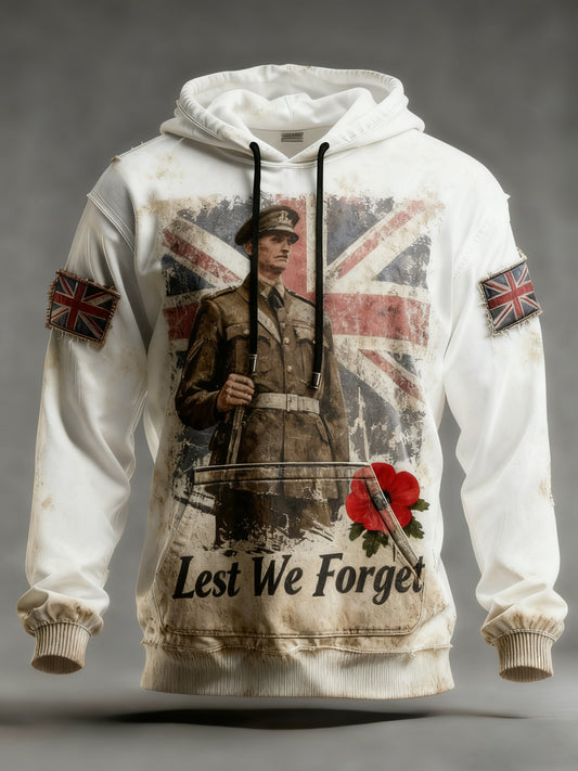 Men's Remembrance Day Lest We Forget Printed Hoodie