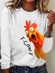 Women's Thanksgiving Turkey F-Caw-F Print Long-sleeve T-shirt