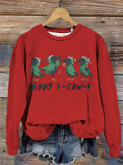 Women's Merry Christmas F-Caw-F Crow Print Sweatshirt