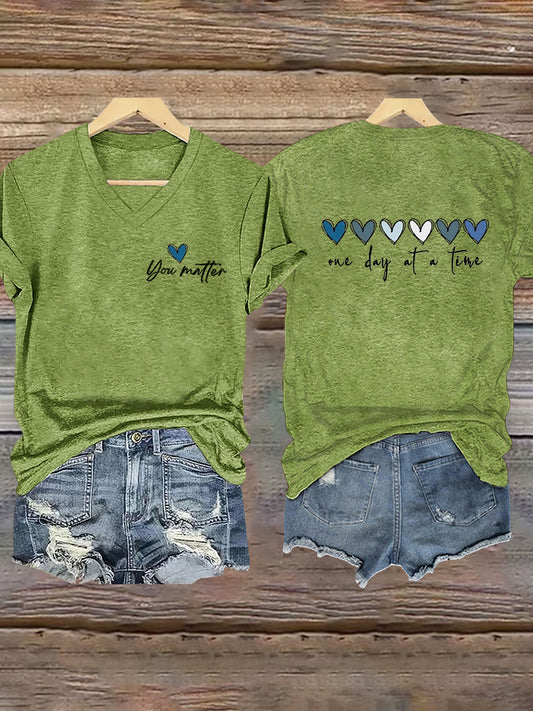 Women's Mental Health Awareness You Matter One Day At A Time Short Sleeve T-Shirt