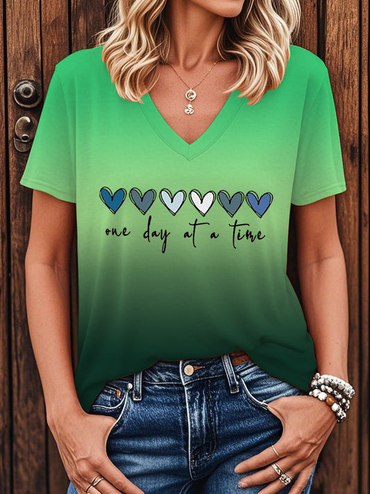 Women's Mental Health Awareness One Day At A Time Short Sleeve T-Shirt