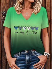 Women's Mental Health Awareness One Day At A Time Short Sleeve T-Shirt