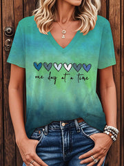 Women's Mental Health Awareness One Day At A Time Short Sleeve T-Shirt