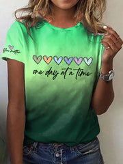 Women's Mental Health Awareness One Day At A Time Short Sleeve T-Shirt