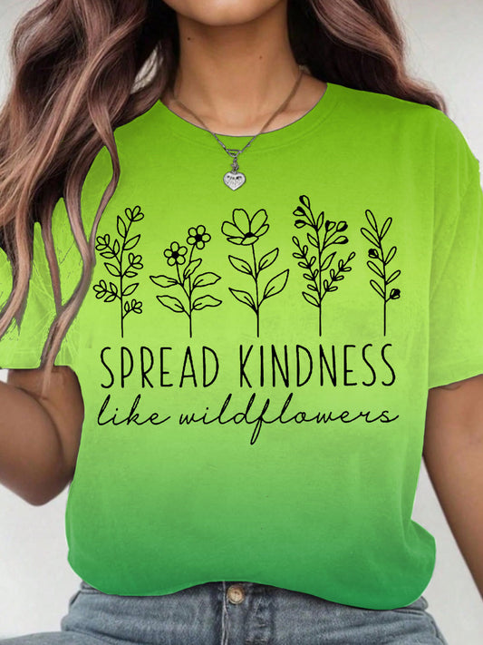 Women's Mental Health Spread Kindness Like Wildflower Printed T-shirt