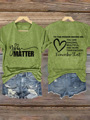 Women's Mental Health Awareness You Matter Short Sleeve T-Shirt