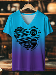 Women's You Matter, Don't Let Your Story End Gradient Print Mental Health V-Neck Tee