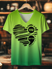 Women's You Matter, Don't Let Your Story End Gradient Print Mental Health V-Neck Tee