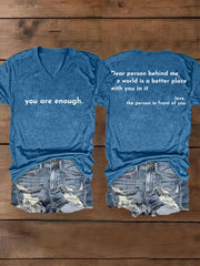Women's Dear Person Behind Me, You Are Enough Mental Health Matters V-Neck Tee