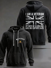 Men's UK Retired Veteran Printed Hoodie