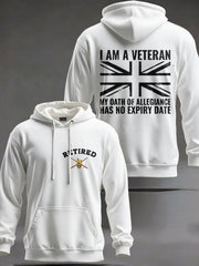 Men's UK Retired Veteran Printed Hoodie