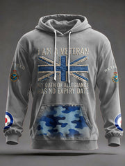 Men's UK Retired Veteran Printed Hoodie