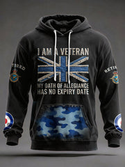 Men's UK Retired Veteran Printed Hoodie