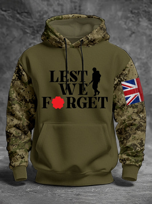 Men's 11th November Remembrance Day LEST WE'S FORGET Poppy Remembrance Hoodie
