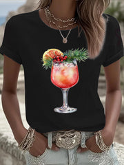 Women's Funny Christmas Printed T-shirt