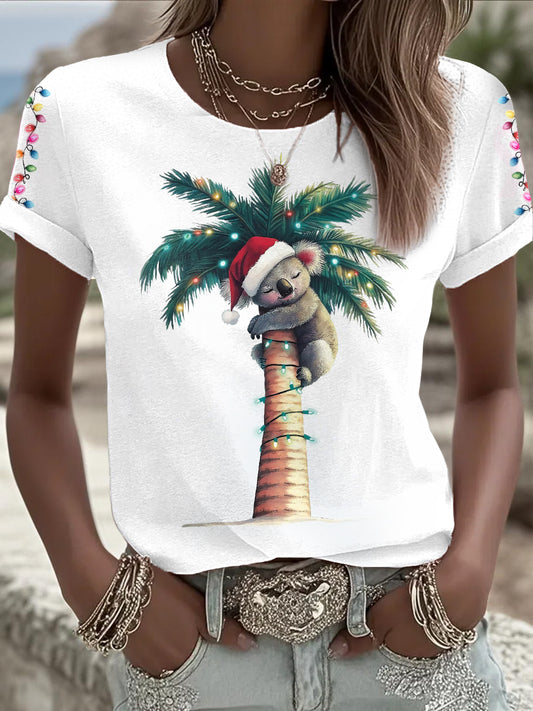 Women's Funny Koala Christmas Printed T-shirt