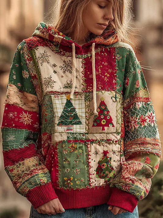 Women's Christmas Patchwork Casual  Hoodie