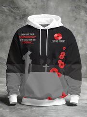 Men's Remembrance Day Lest We Forget Printed Hoodie