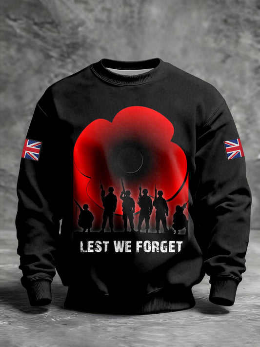 Men's Remembrance Day Lest We Forget Printed Sweatshirt