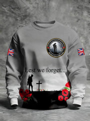 Men's Remembrance Day Lest We Forget Printed Sweatshirt