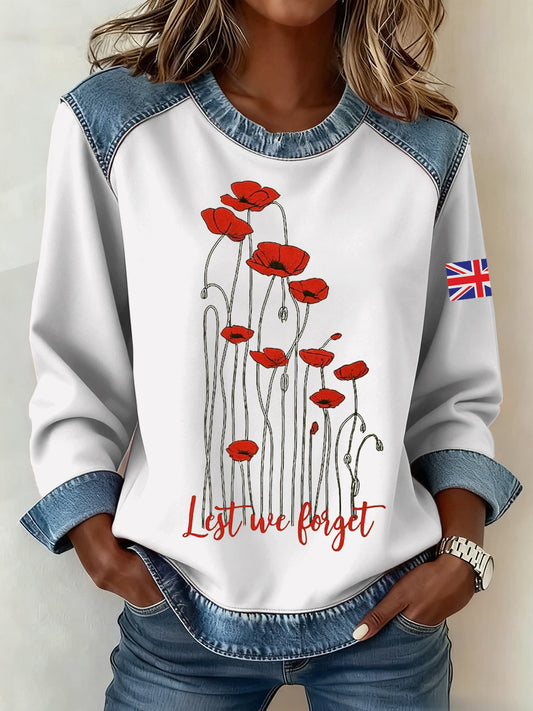 Women's Remembrance Day Pattern Patchwork Sweatshirt