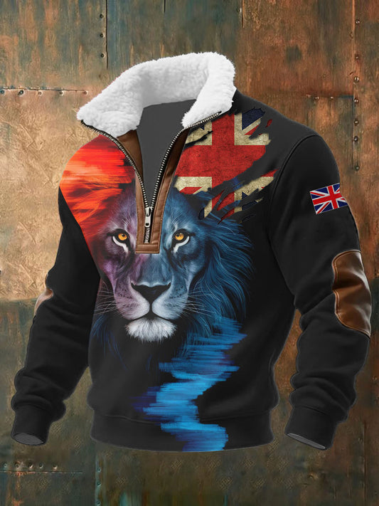 Men's Lion Flag Baggy Zip-up Hoodie