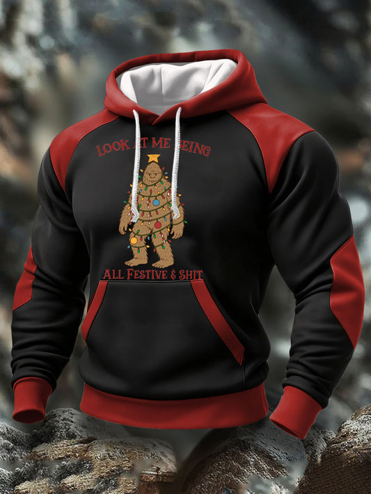 Men's Funny Bigfoot Christmas Printed Hoodie