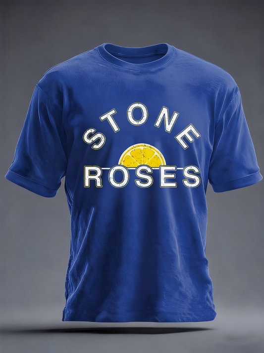 Men's Lemon Roses Music Lover imitation cotton short-sleeved T-shirt