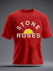 Men's Lemon Roses Music Lover imitation cotton short-sleeved T-shirt