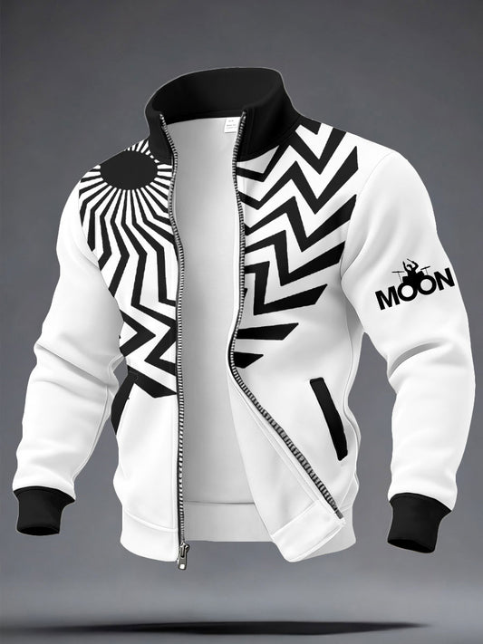 Men's UK Mod Music Lover Moon Printed Coat