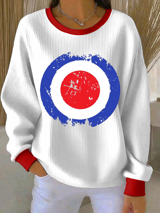 Women's Modfather UK Music Mods Lover Ribbed Round-Neck Sweatshirt