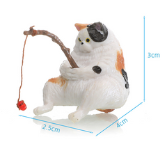 Miniature Fishing Cat Figurine Set