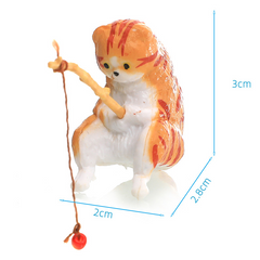 Miniature Fishing Cat Figurine Set