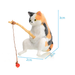 Miniature Fishing Cat Figurine Set