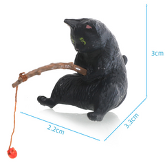 Miniature Fishing Cat Figurine Set