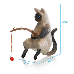 Miniature Fishing Cat Figurine Set